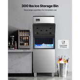 Commercial Ice Maker 500LBS/24H with 300LBS Storage Bin Auto Self-Cleaning